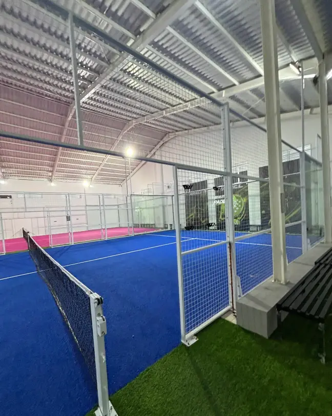 The Blue Court with its net and glass walls