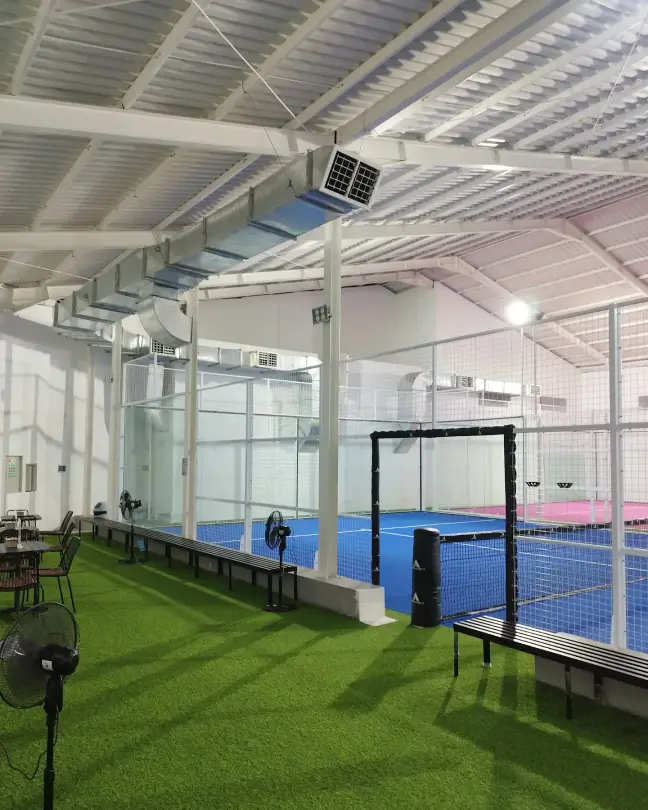 Turf deck beside the courts